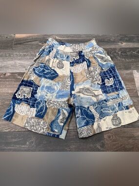 Vintage Deborah Laws Collection Shorts Culottes Sz 4 Blue High Rise Flared Lined